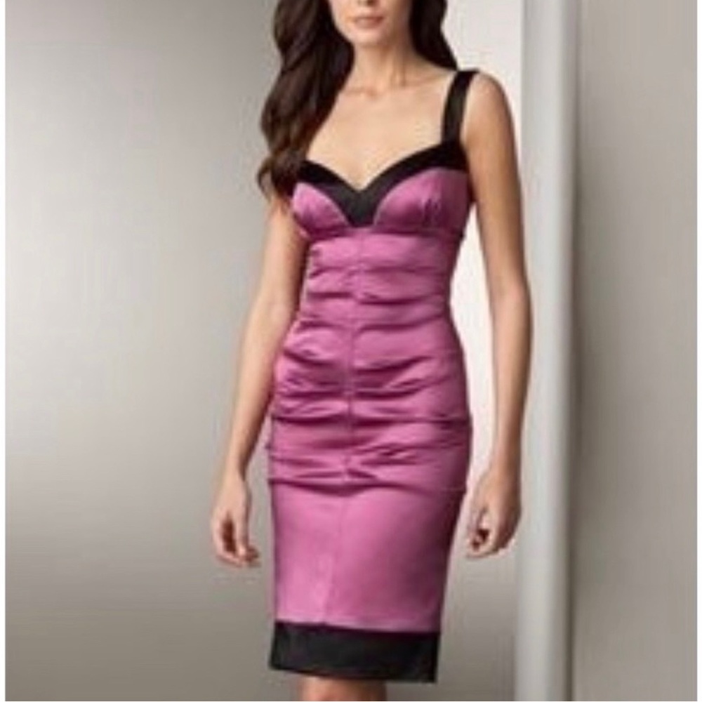 Nicole Miller Women's Satin Ruched Evening Dress